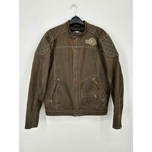 Harley Davidson Mens Distressed Brown Genuine MotorClothes Vault Jacket Size M